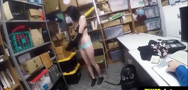  Gothic looking teenie chick got busted and fucked hard